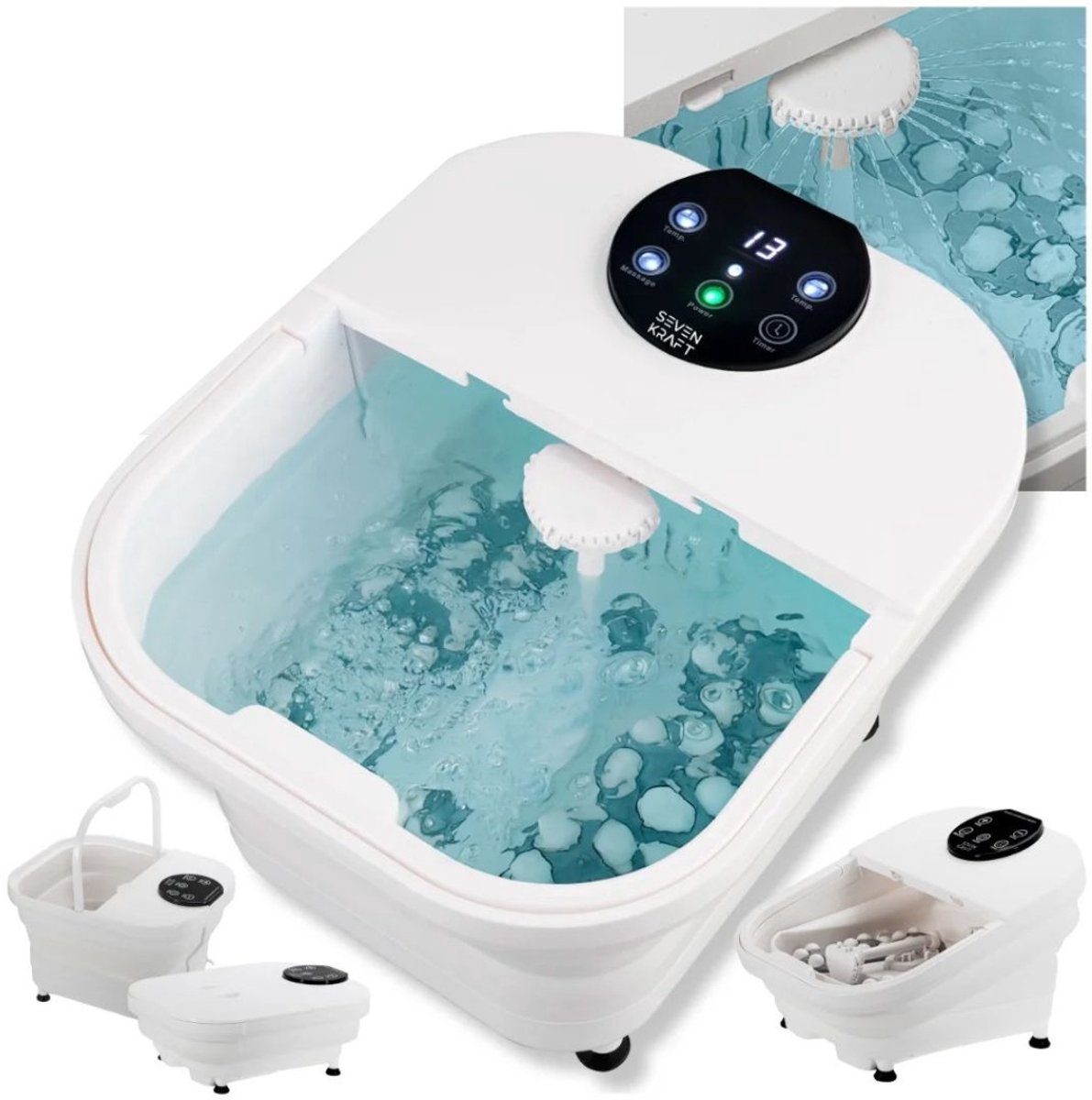 G&G voetbad - Voetspa - Voetenspa - Wellness - Opvouwbaar - 6 rollers - Warm water - Detox - Voetbadzout - Timer - Tot 48° - Wit