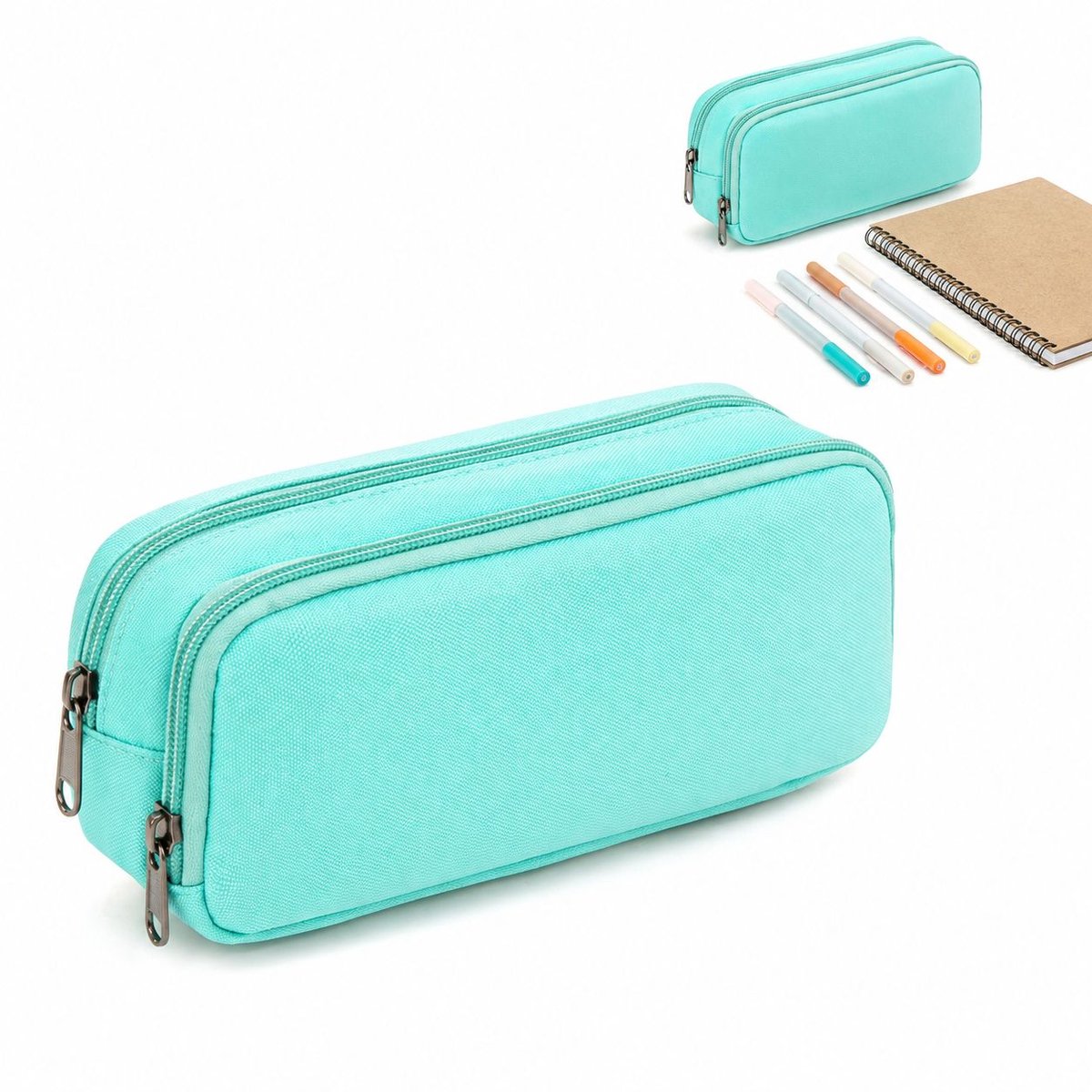 VHV - Etui - Grote Etui voor School - Ruime Pennenzak voor Jongens en Meisjes - Organizer voor Schrijfwaren - Voor Middelbare School - Lichtgroen