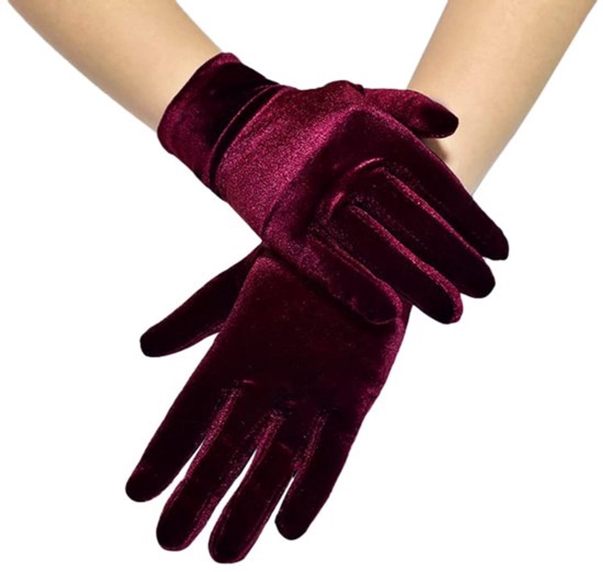 Dameshandschoenen Korte Fluwelen - Satijnen Opera Handschoenen - Feestkostuum - Elastisch - 1 Paar - Lengte 22 cm - Feesthandschoenen