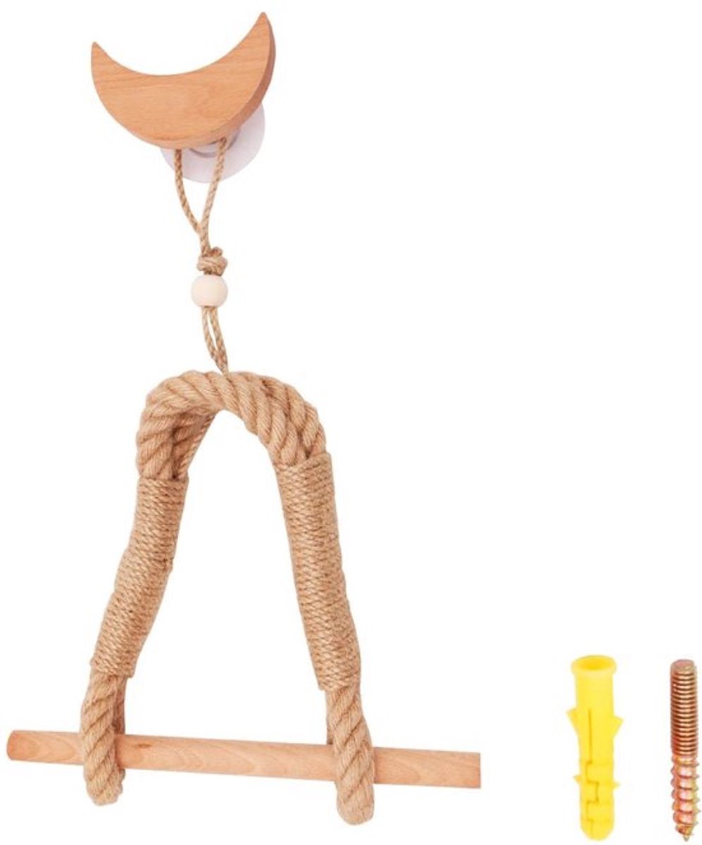 Zelfklevende Toiletpapierhouder in Houtstijl - Wandmontage met Decoratief Touw
