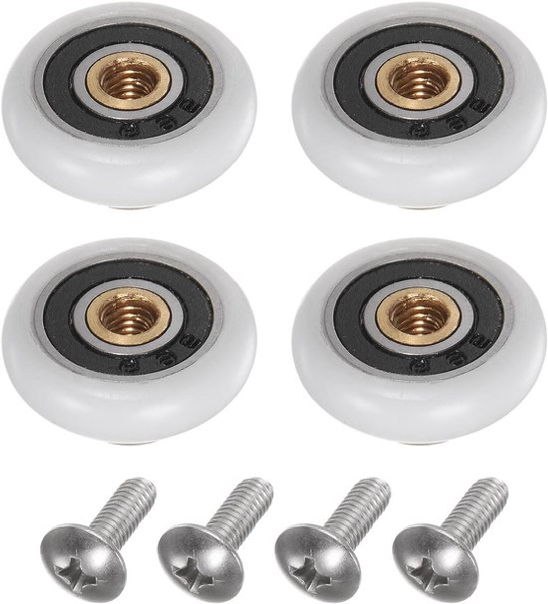 Douchedeurroller 20mm - Set van 4 - Roestvrij Staal - Duurzaam - Eenvoudige Installatie - Geluidsarm Gebruik - Douchedeurwiel