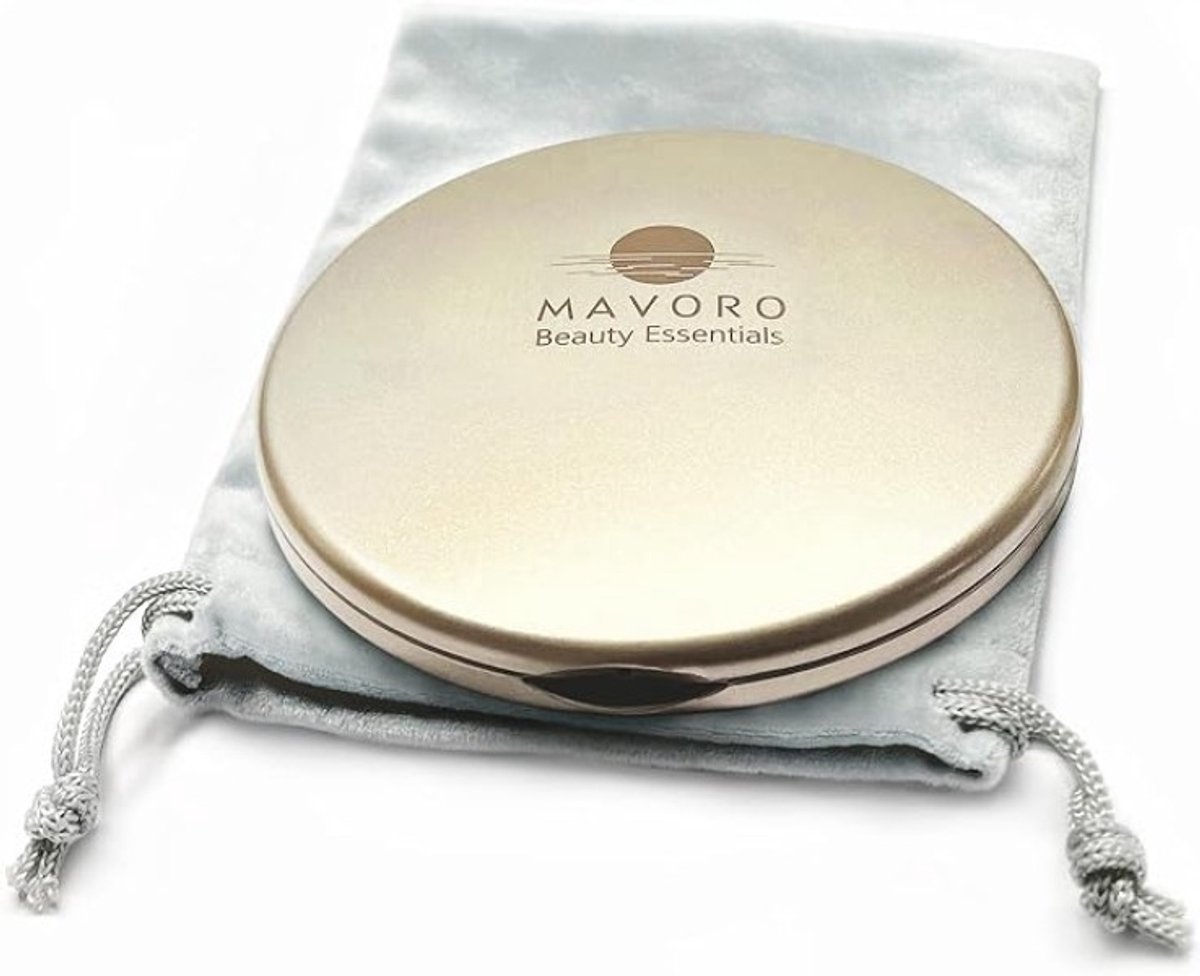 Zakspiegel met 1x/10x Vergroting – Dubbelzijdige Vouwbare Reisopmaak Spiegel, 10 cm, Champagne Gold