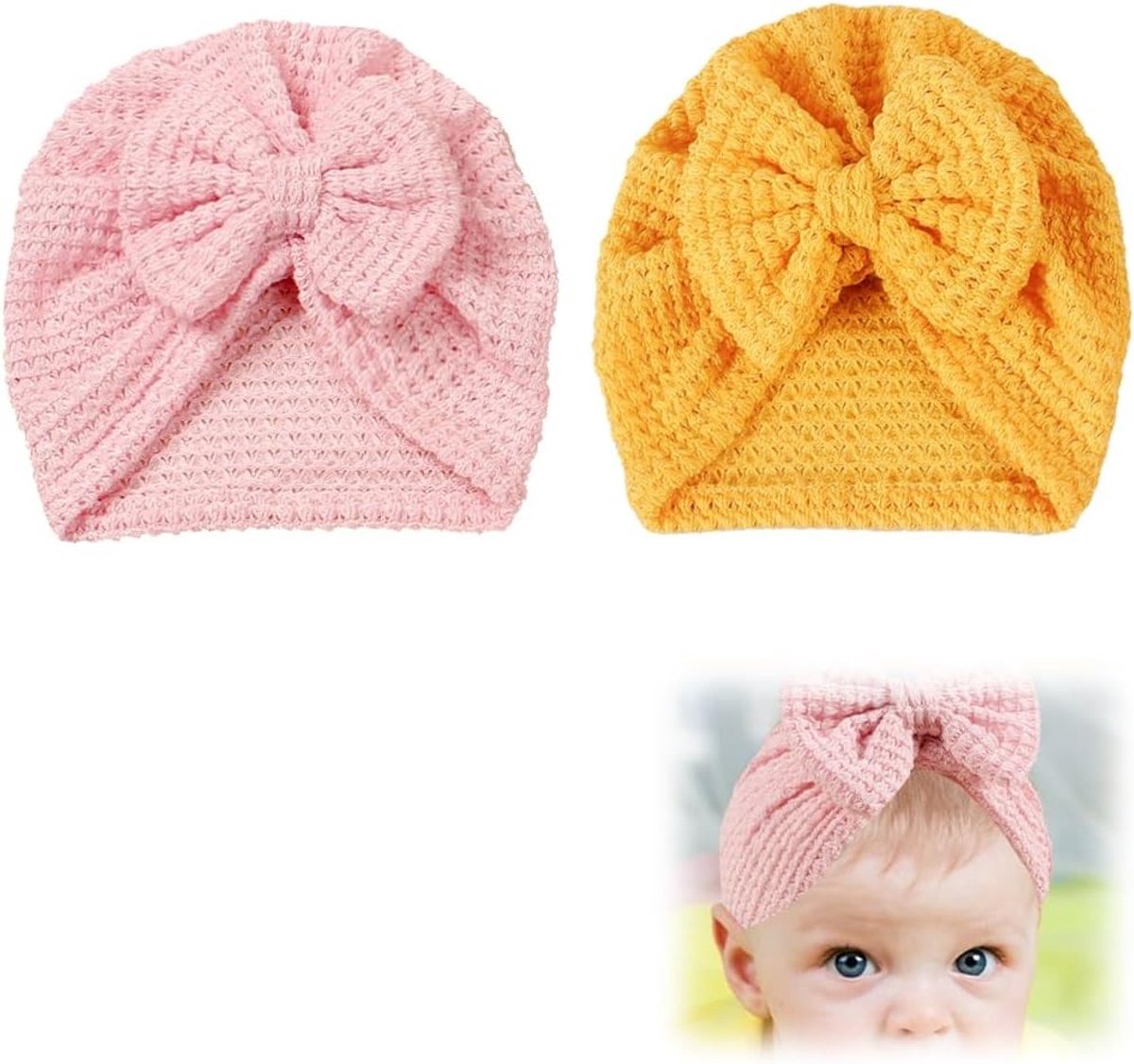 Zachte en Elastische Turban Hoed voor Pasgeborenen - Meisjes Baby Hoed en Haarband - One Size
