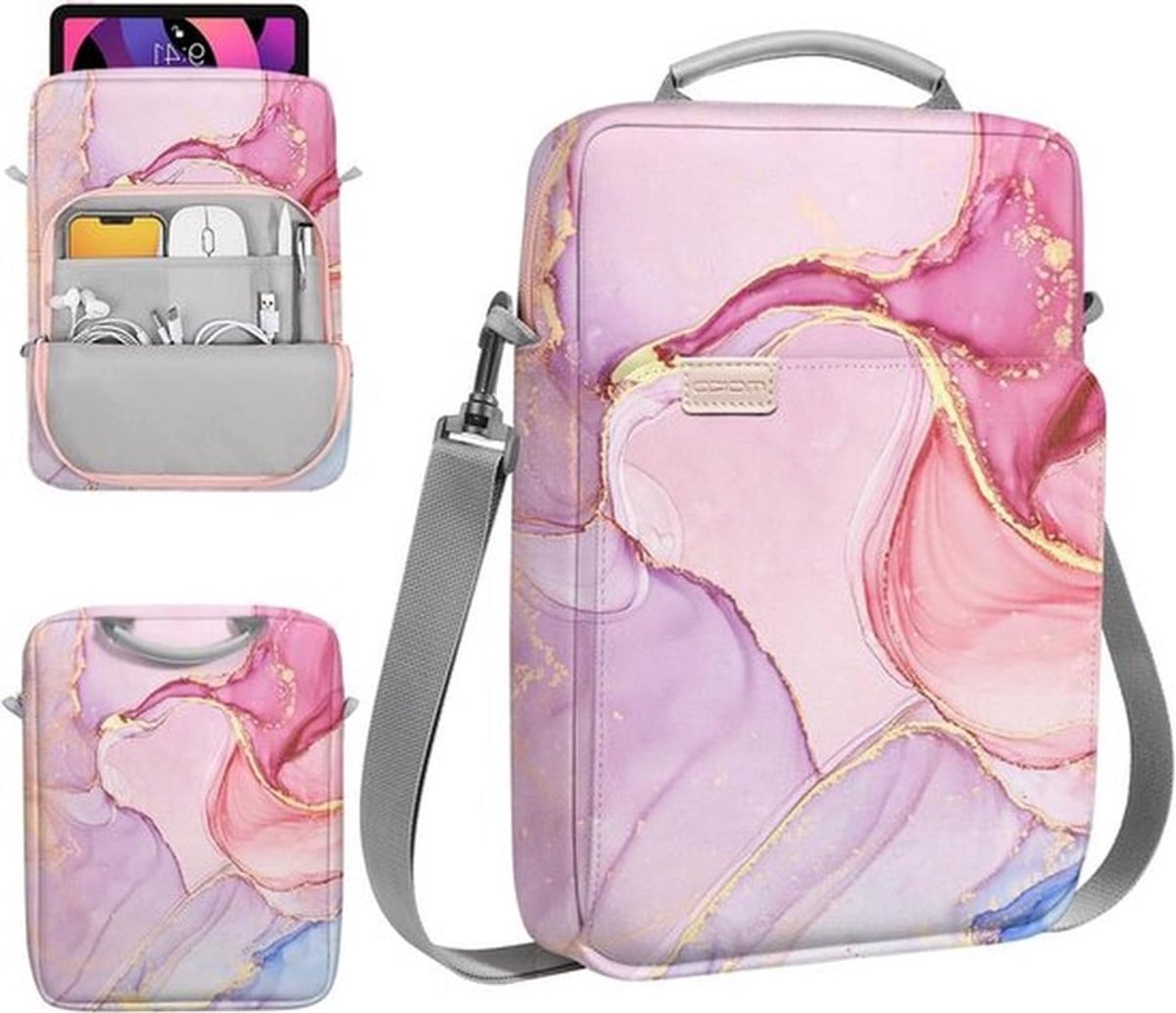 Tablet Sleeve Bag voor 9-11 Inch Tablets met Schouderband en Handvat - Geschikt voor iPad Air, Pro 11", Galaxy Tab S8/S9 - Cloudy Pink
