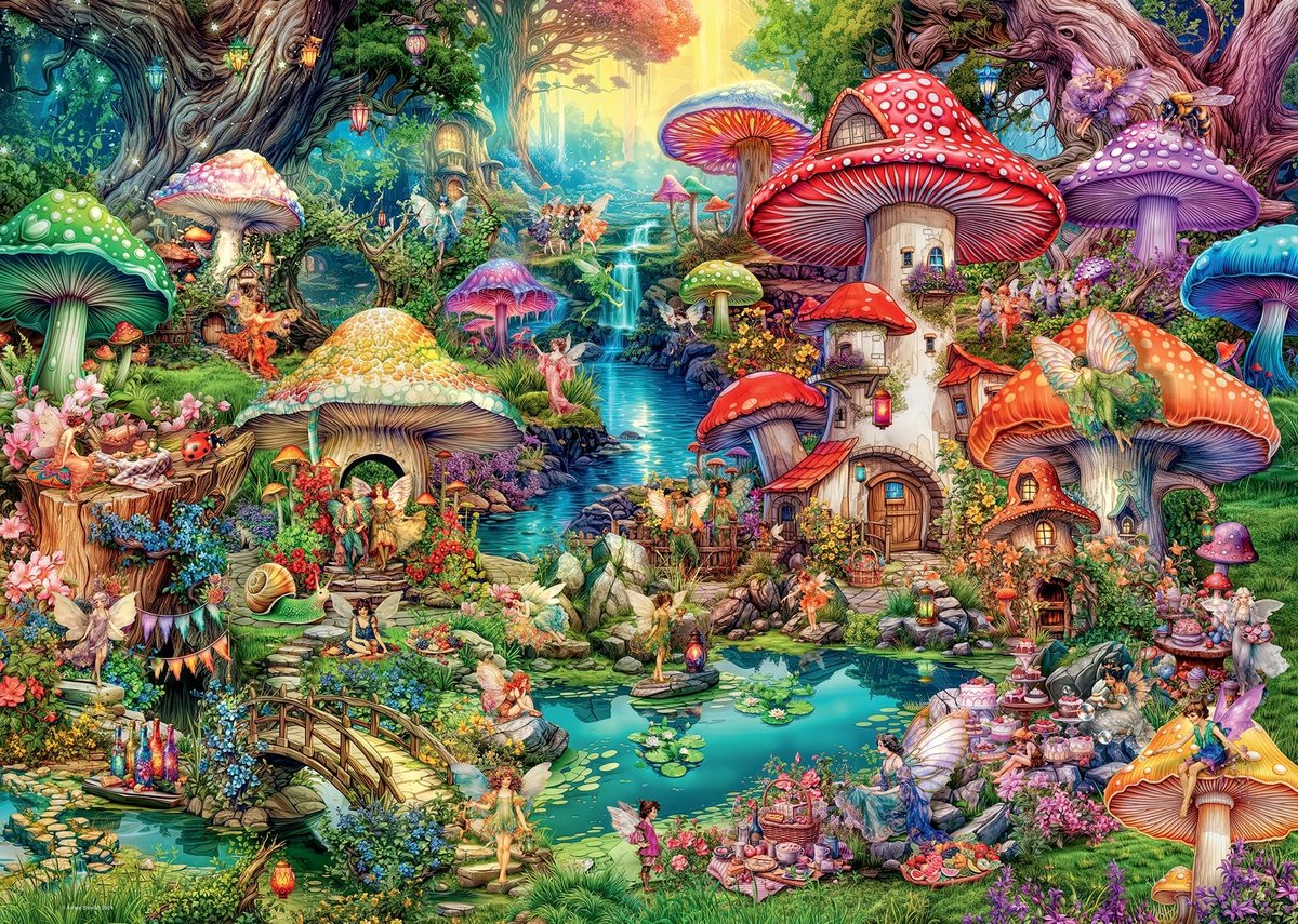 Solidchoice - Puzzel 1000 Stukken Merry Mushroom Village