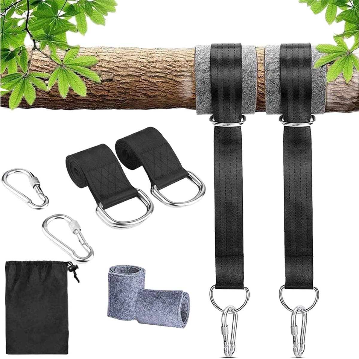 Solidchoice - Hammock Bevestigingsset met 2 Straps en Carabiners