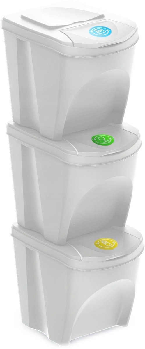 Solidchoice - Set van 3 Recycle Bakken 25L voor Thuisgebruik