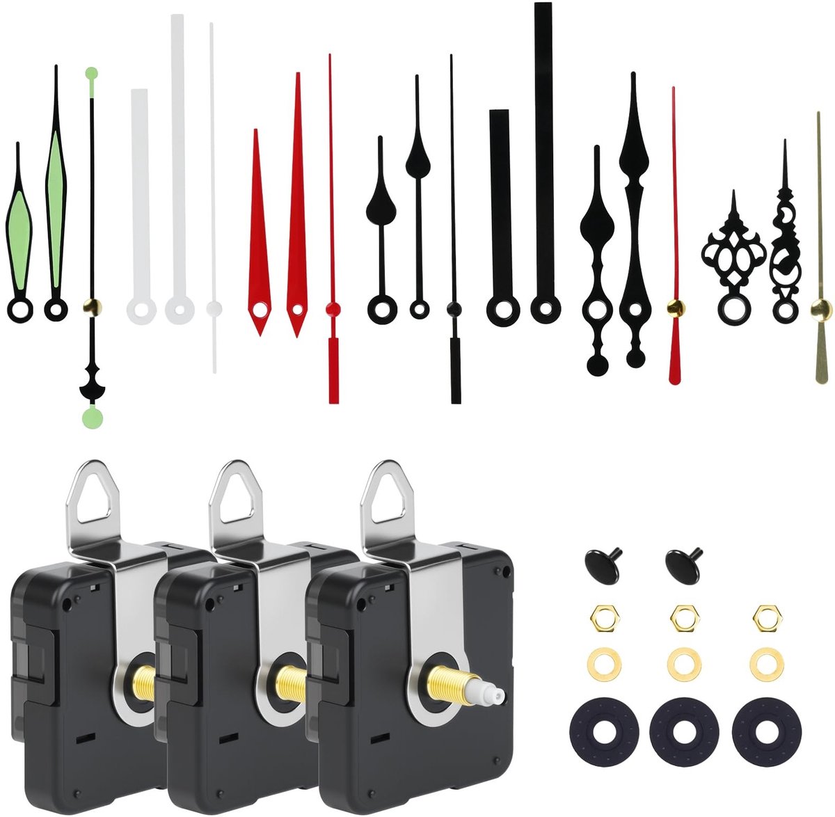 Solidchoice - Set van 3 Batterij Aangedreven Klokmechanismen met Wijzers