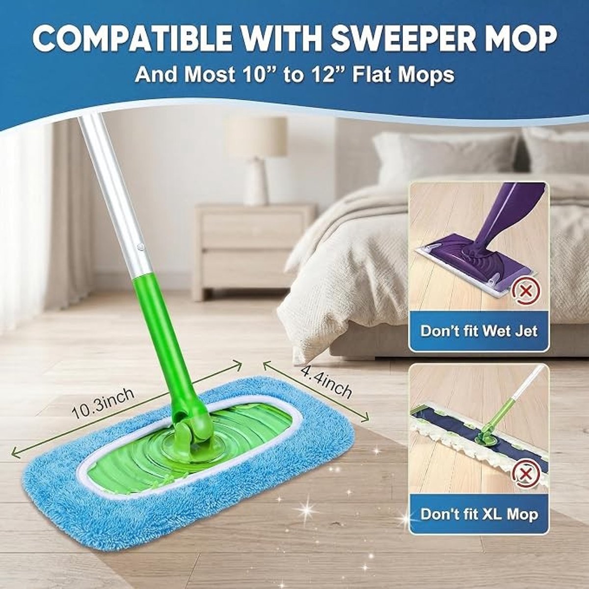 Zelora 8-pack herbruikbare microvezel vloerdoeken voor Swiffer-moppen