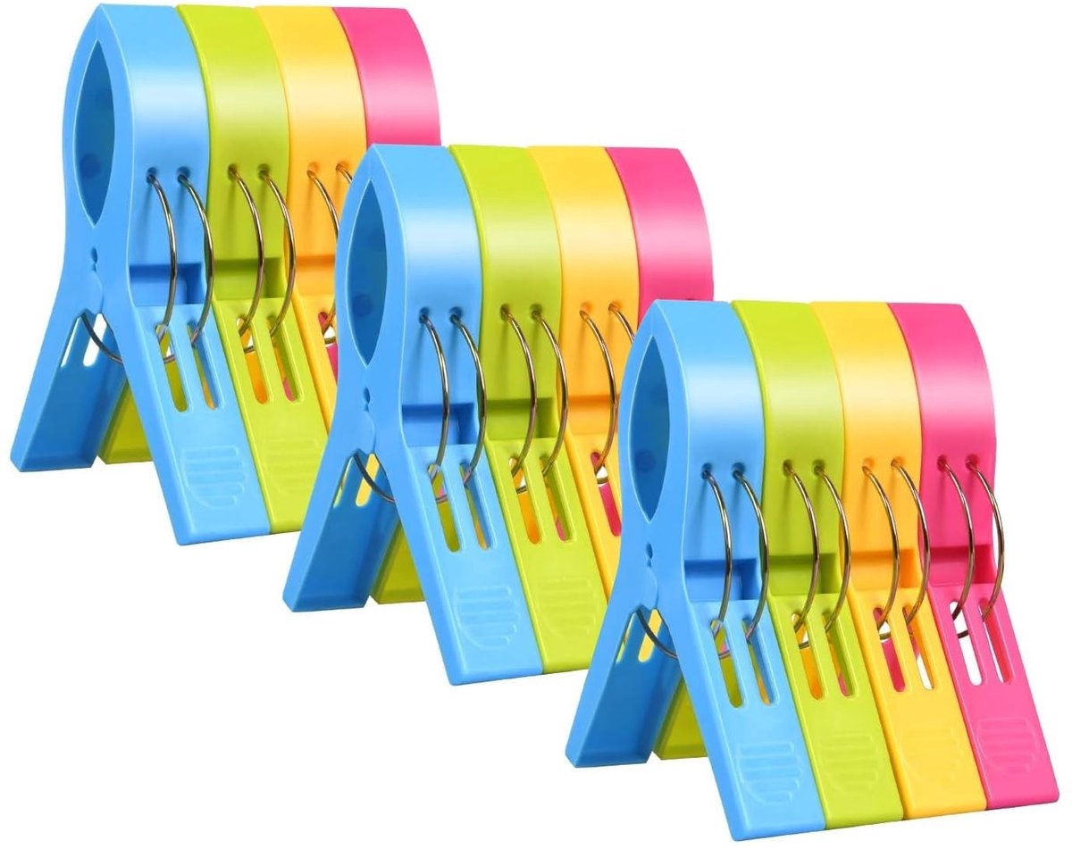 Solidchoice - Set van 12 Grote Handdoekclips voor Strand en Zwembad