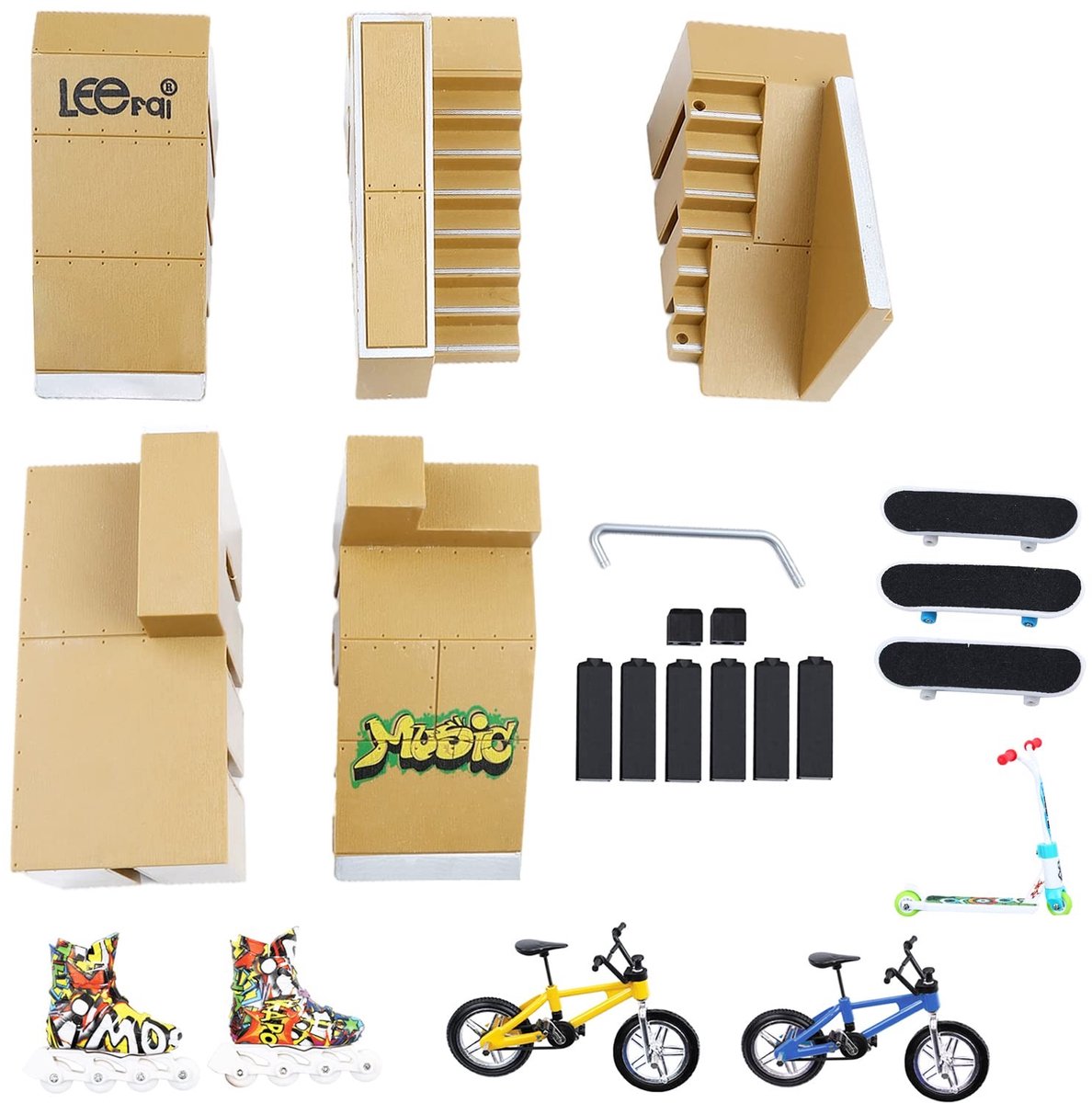 Solidchoice - Skate Park Kit met Mini Finger Skateboards en Fingerbike