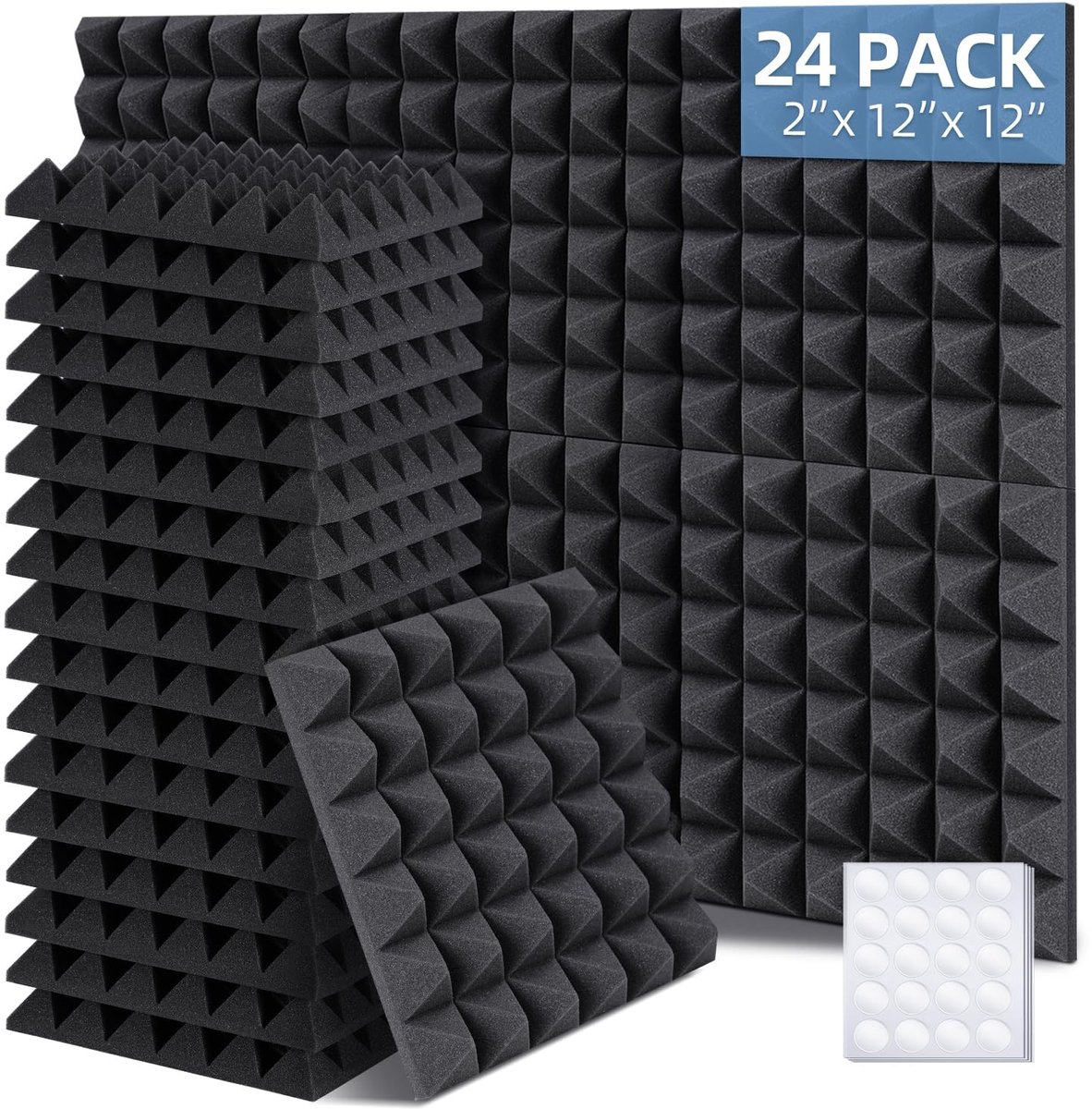 Solidchoice - 24 Stuks Geluidsabsorberende Schuimplaten met Stickers voor Geluidsisolatie
