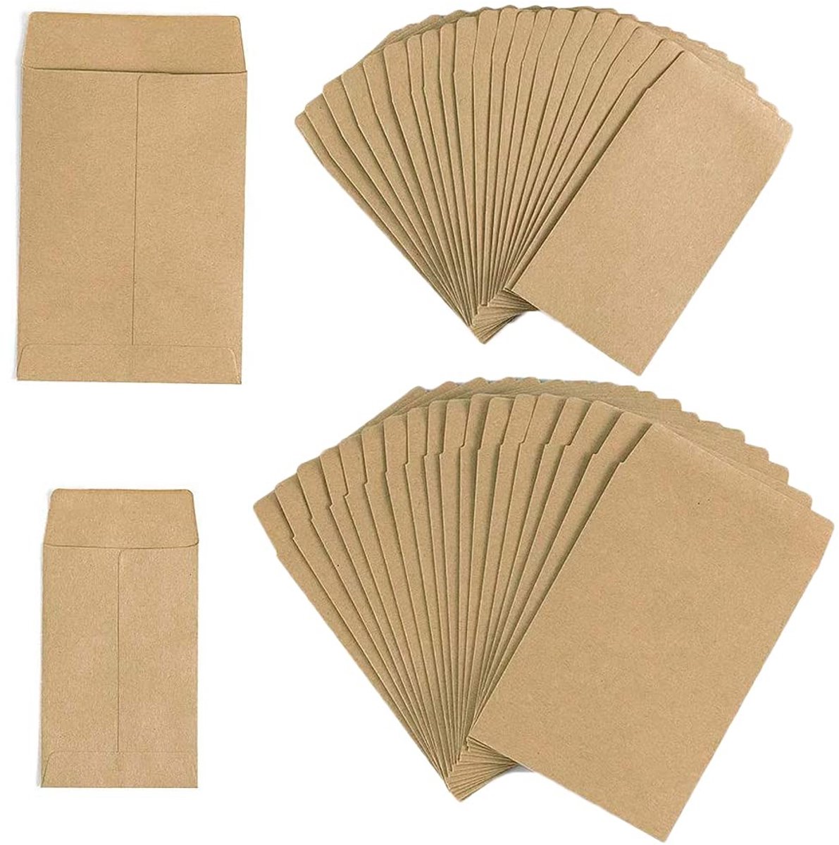 Solidchoice - Bruine Kraft Papieren Zakjes 200 Stuks - Mini Cadeau- en Snoepzakjes