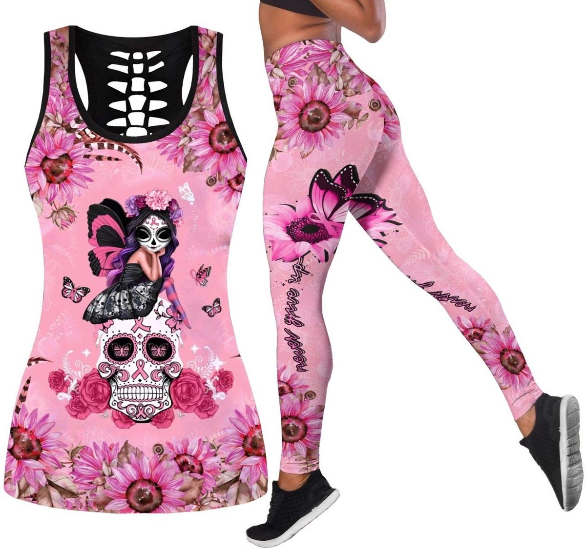 Solidchoice - Casual 2-delige Outfit met Schedelprint in Roze