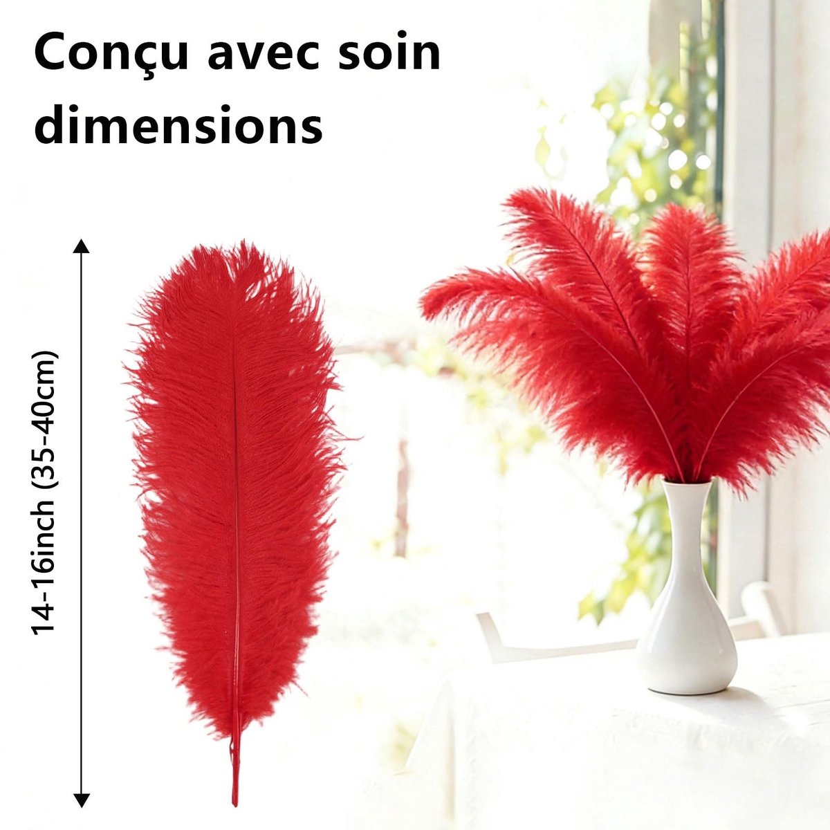 Solidchoice - Set van 10 Natuurlijke Struisvogelveertjes voor Decoratie