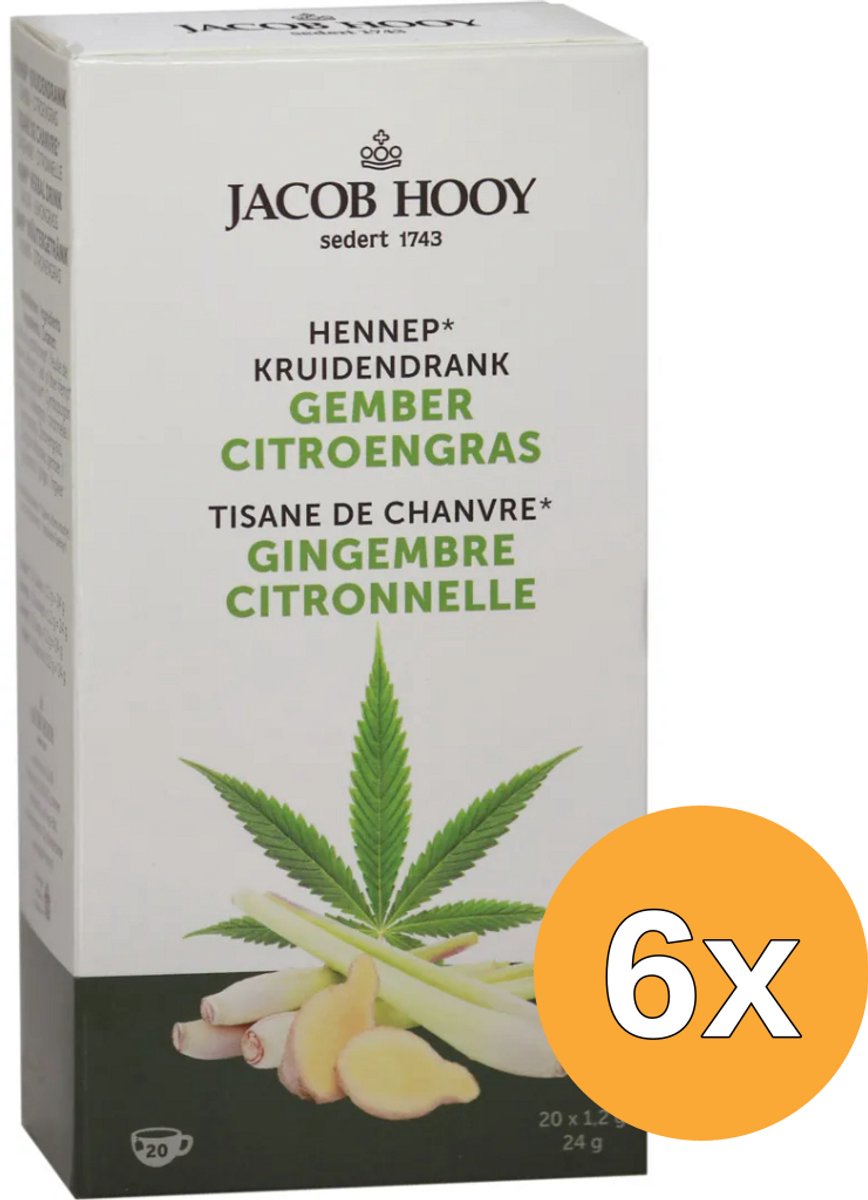 6x Jacob Hooy Hennep gember citroengras (20 stuks)