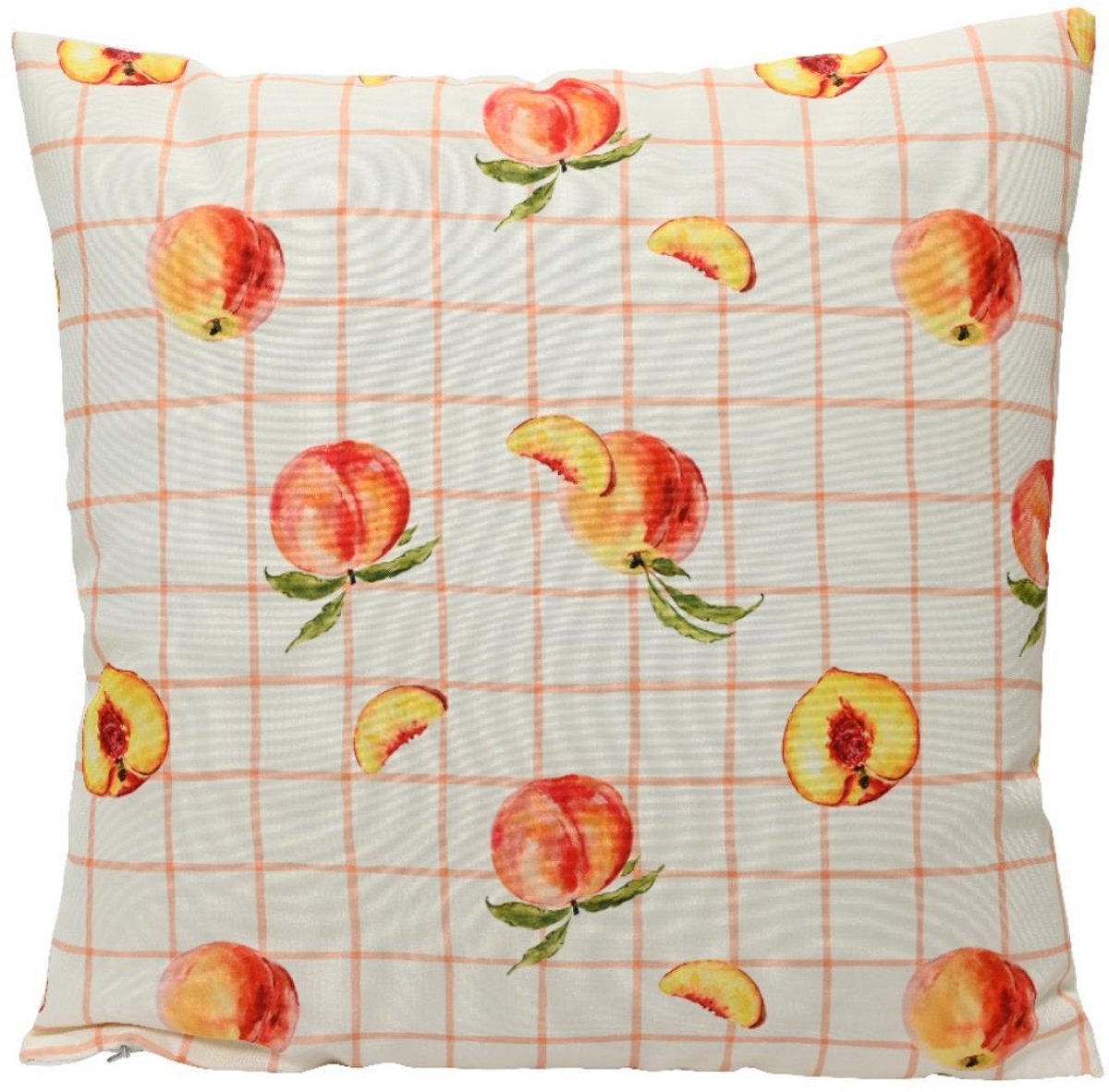 Decoris kussen buiten polyester 45x45cm perzik kleurig tuinaccessoire