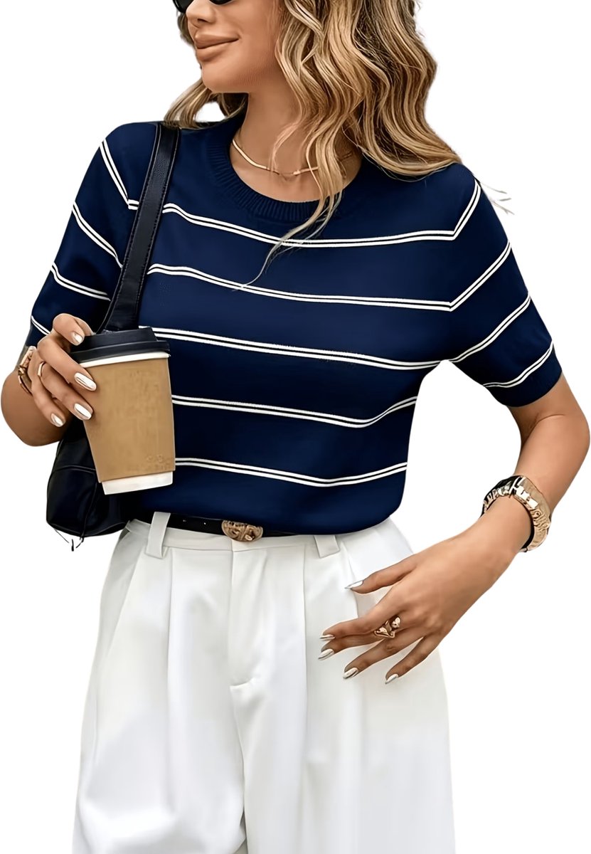 Currero T-Shirt Dames Shirt Zomerkleding T Shirt Mode Old Money Polo Vrouwen Kleding Volwassenen Blauw