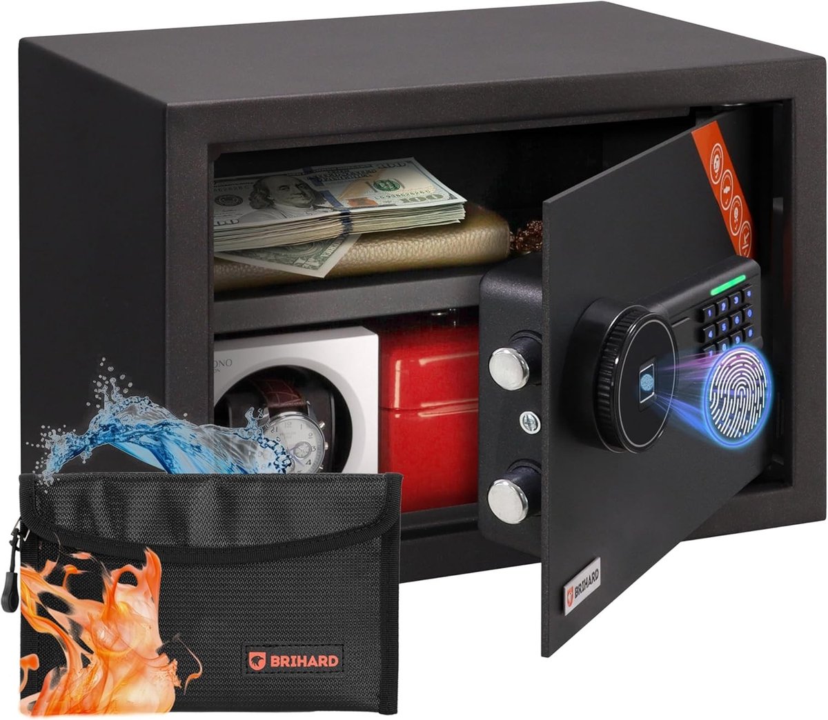 Biometrische Kluis - Parelzwarte - 25 x 35 x 25 cm - Vuurvast en Waterdicht - Voor Thuis en Kantoor