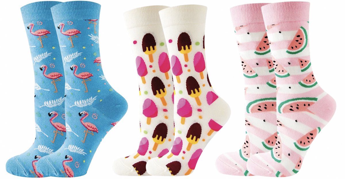 SilverAndCoco - 3 Paar Gekke Vrolijke Foute Sokken / Leuke Grappige Happy Oranje Dikke Warme Huissokken Dames & Heren Kerstcadeau pakket / Thermosokken Katoen / Wintersokken Mannen en Vrouwen Socks Sinterklaas Schoen Kerst Cadeautje