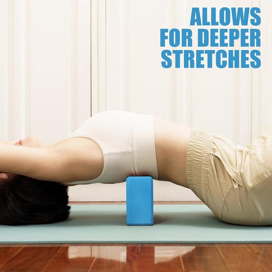 Yogablokken - Set van 2 blokken - Blokken van EVA-schuim met hoge dichtheid ter en verdieping van poses, verbetering van kracht, evenwicht en flexibiliteit - Lichtgewicht,voor thuis of in de sportschool - Lichtblauw — afbeelding 4
