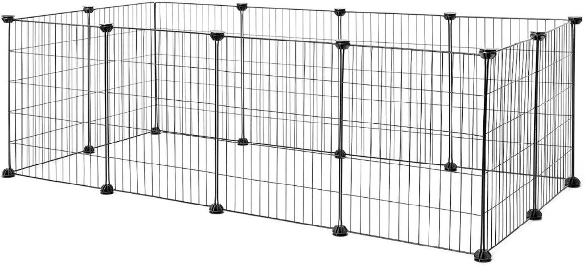 LNMsolutions® Hondenren - Hondenbench - Puppyren - Zwart - 144cm x 46cm x 74cm
