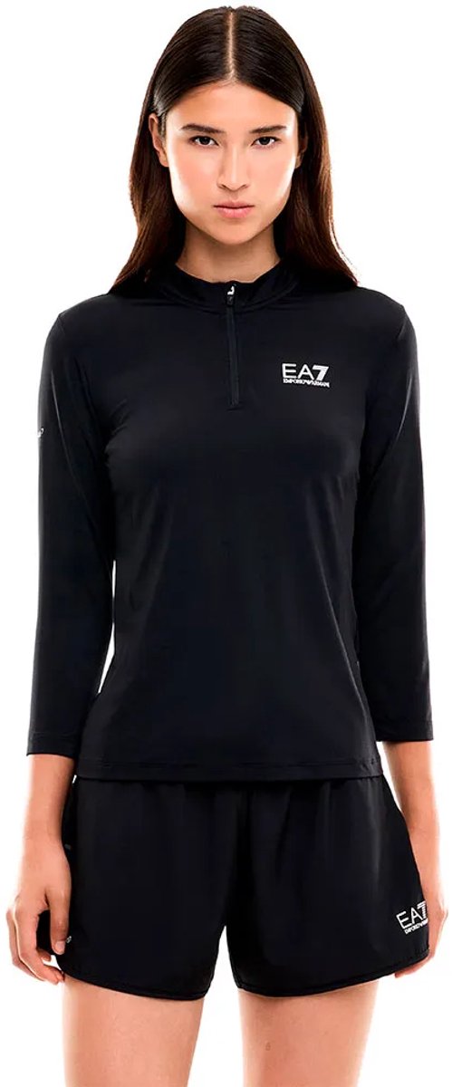Ea7 Emporio Armani 7w001563_af14524 Half Rits Lange Mouw T-shirt Zwart XS Vrouw