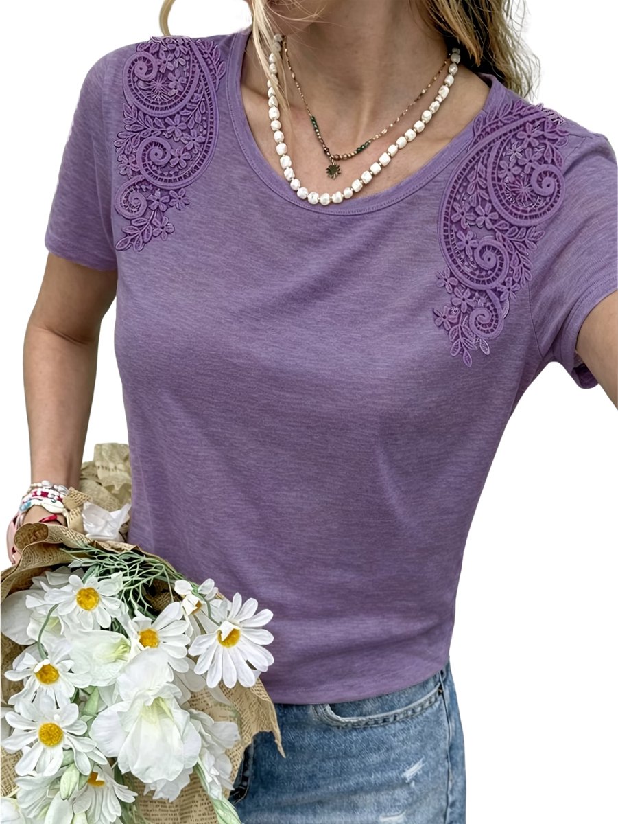 Currero T-Shirt Dames Shirt Zomerkleding T Shirt Mode Old Money Polo Vrouwen Kleding Volwassenen Lichtpaars