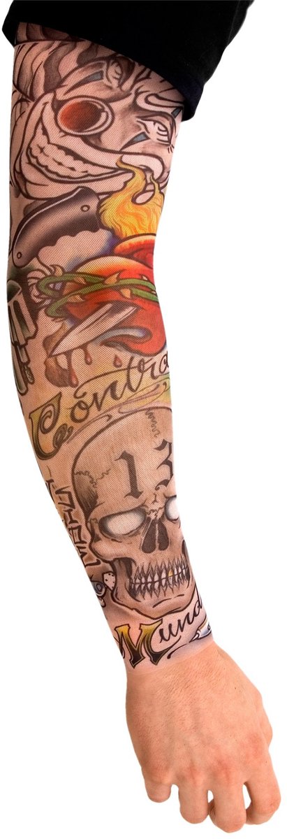 Bandit Tattoo Skin Mouw - Carnaval Halloween Kostuum