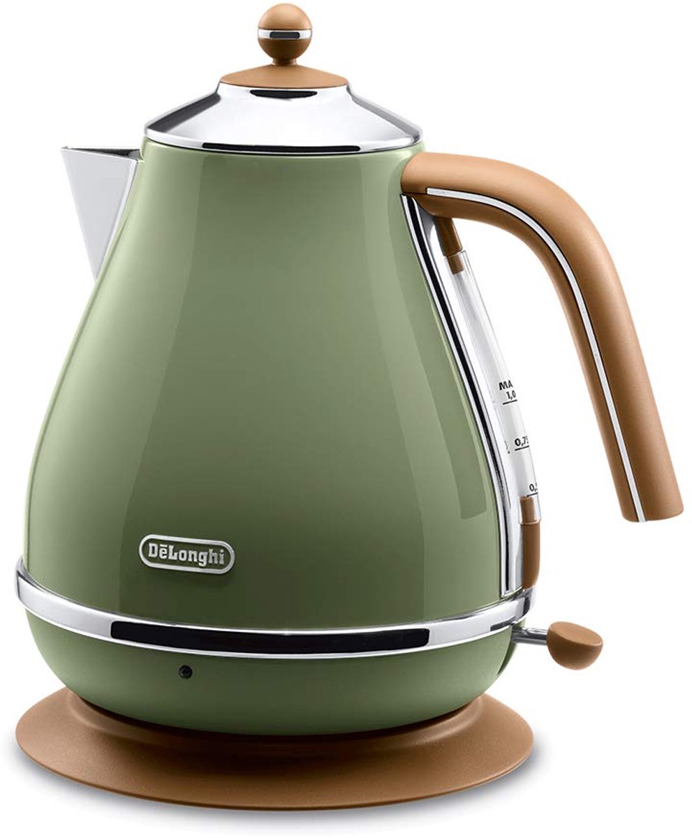Retro Waterkoker 1,7L – 2000W – RVS – Snoerloos met 360° Voet – Droogkookbeveiliging – Groen/Beige