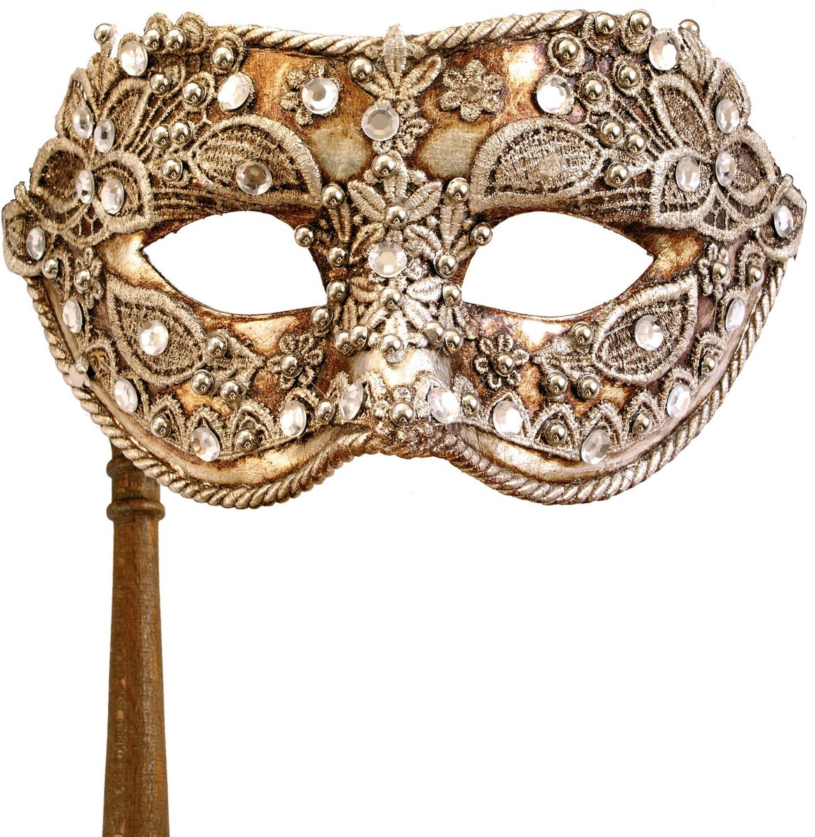 Colombina Macramé Zilver Met Stok - Venetiaanse Masker