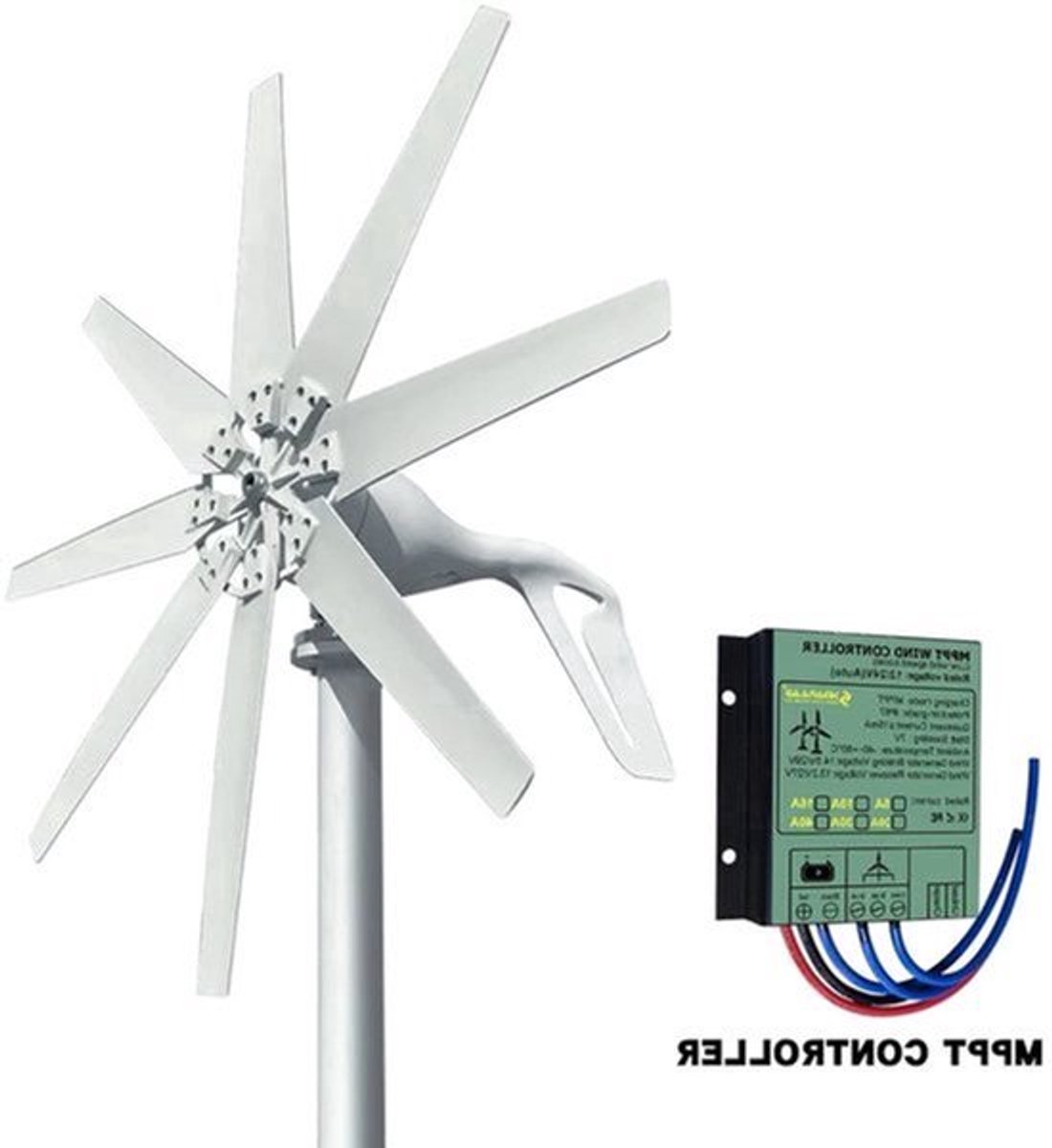 Windturbine - Windmolen - Windturbine Generator - Windenergie - Horizontale - 1000W - 48V - met Gratis MPPT Controller - Duurzame Energie voor Thuis of Off-Grid - Wit