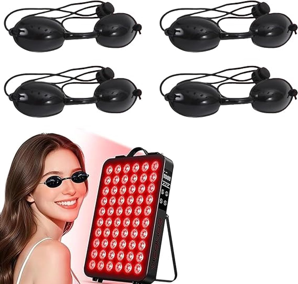 4 Stuks Zonnebank Bril UV Bescherming - Zonnebank bril - Zonnebankbril - Infrarood & UV Bril voor Zonnebank - Zonnebank bescherming - Oogbescherming voor zonnebank - Silicone - Zonnebank Accessoire - Zwart