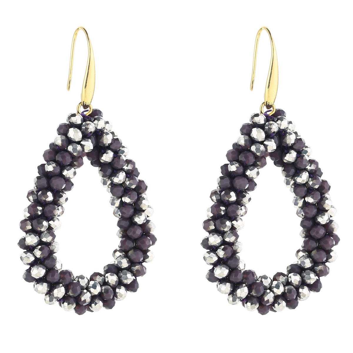 Michelle Bijou Oorbellen Strass paars