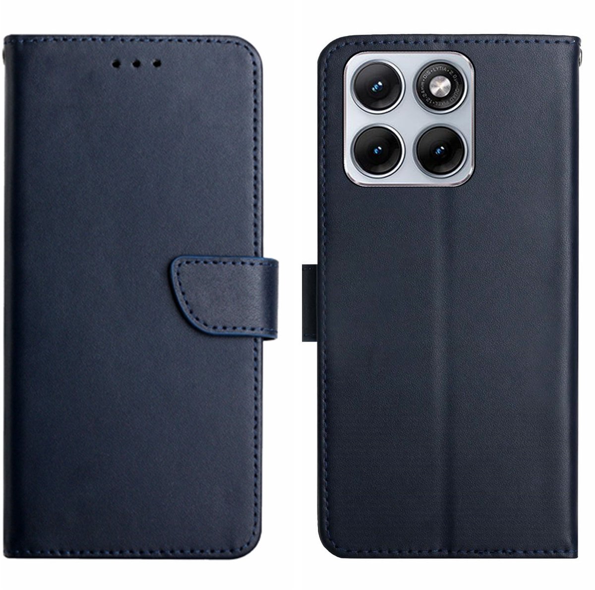 Coverup Hoesje - Geschikt voor Motorola Edge 70 Fusion Hoesje - Coverup Genuine Leather Book Case - Echt Leder - Blauw