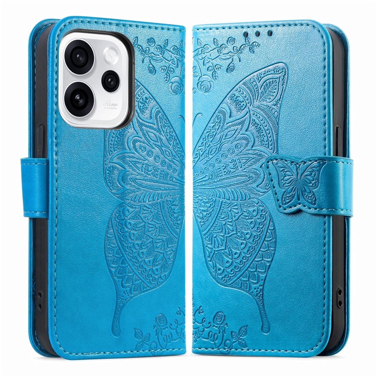 Coverup Hoesje - Geschikt voor OPPO Reno15 F Hoesje - Coverup Vlinder Book Case - Blauw