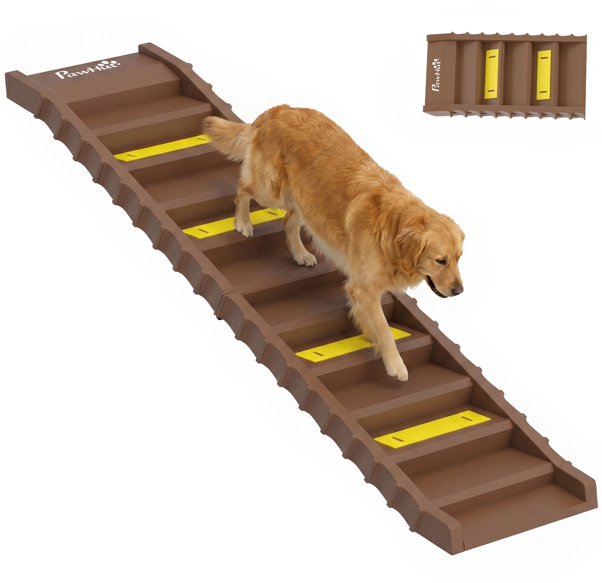 PawHut Pet Ramp-Kunststoff, TPR-154L x 40B x 7,5H cm-Braun