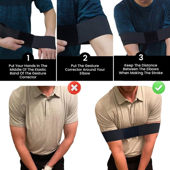 Zwarte golfswing trainingsband - Swingondersteuning - Armcorrector - Voor armsynchronisatie en houdingscorrectie - Geschikt voor beginners - 34,5*7 cm — afbeelding 3