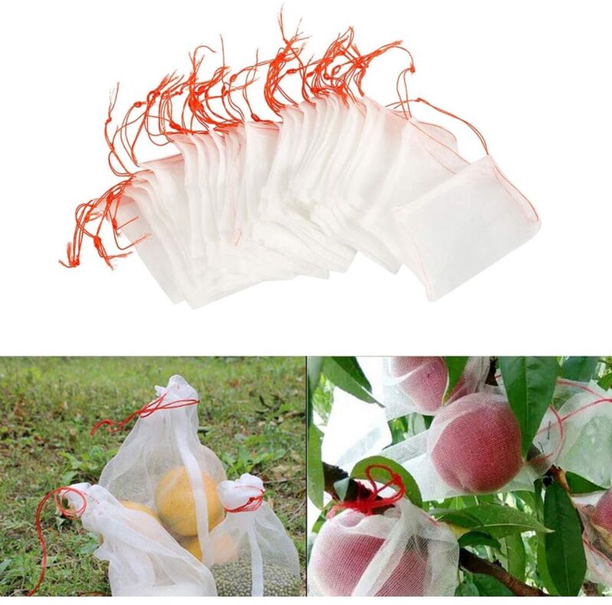 Verpakking van 100 stuks insectennetten, nylon tuinbeschermingsnetten, herbruikbare fruit- en plantenbeschermingszakken, vogelwerende druivenzakken geschikt voor trekkoord (15 x 10 cm) (100 stuks)