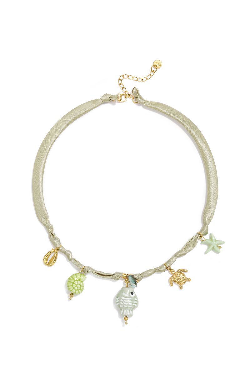 Gevlochten Ketting met Vismotief – Vacation / Beach Romantic Series - Licht Groen