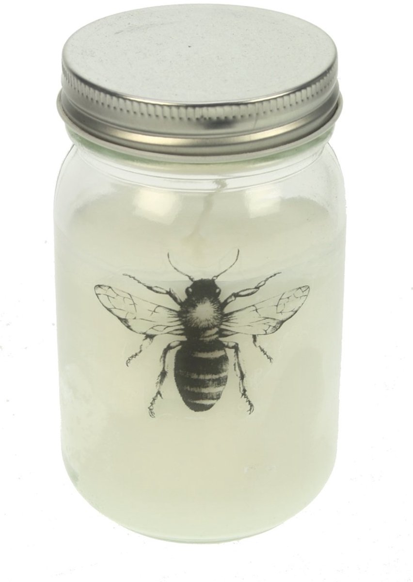 Glazenpot Kaars deks metaal, Bij Ø7x13,5cm lavendel