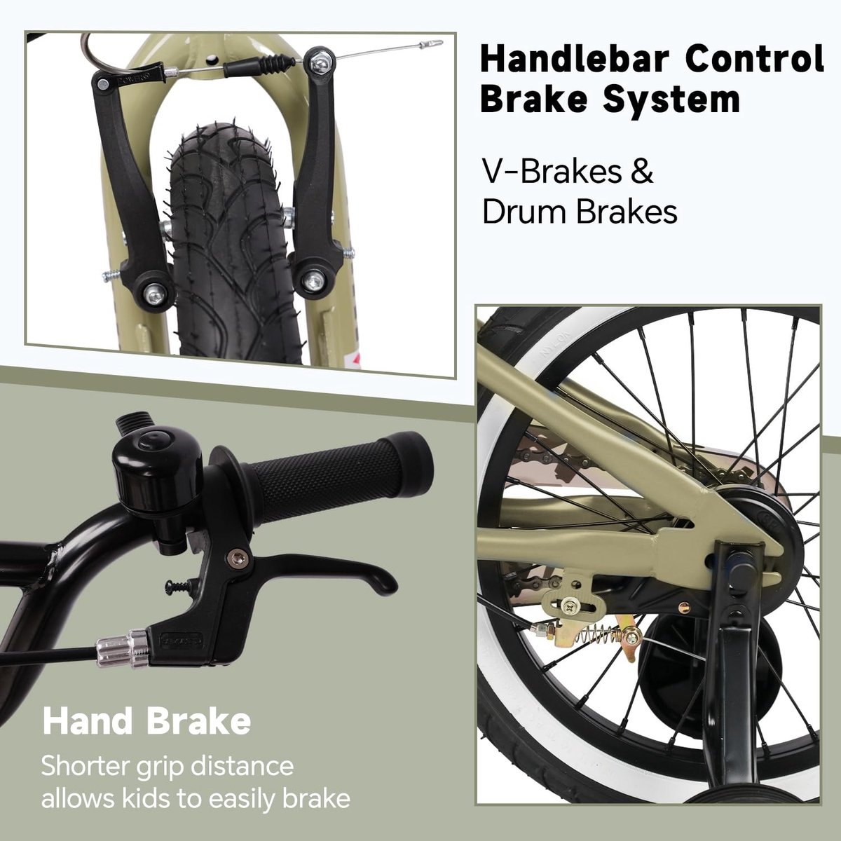 Solidchoice - BMX-Stijl Kinderfiets 12 Inch met Steunwielen en Handremmen