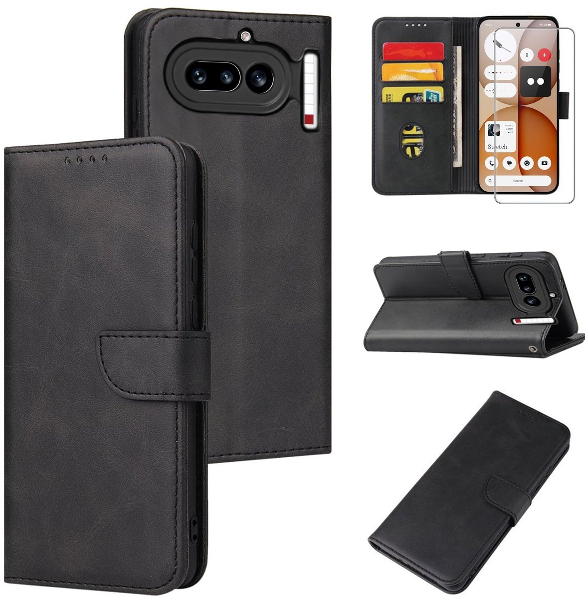 Solidchoice - Inklapbare Hoes voor Nothing Phone 4a met Veiligheidsglas