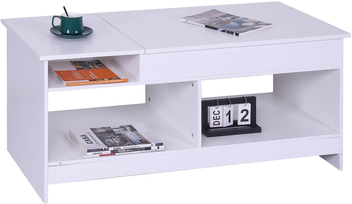 Solidchoice - Uittrekbare Koffietafel met Opbergruimte