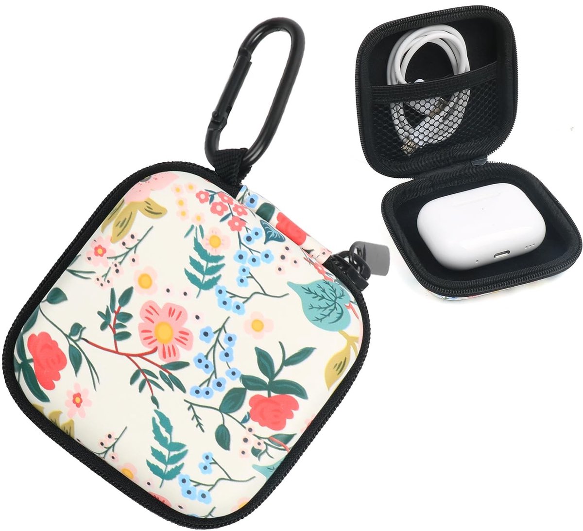 Solidchoice - Hard EVA Shockproof Hoes voor Draadloze Oordopjes met Carabiner