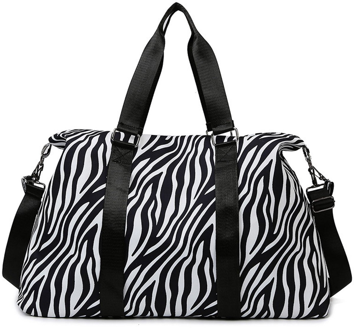 Dames & Heren Weekendtas – 20-35L – Zwart-Witte Zebraprint – Oxfordstof – Handtas, Schoudertas & Crossbodytas – Reistas voor Sport, Fitness, Weekendje Weg & Werk