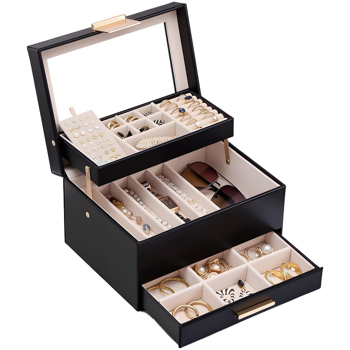 Solidchoice - Sieraden Box met Transparante Venster en Lades