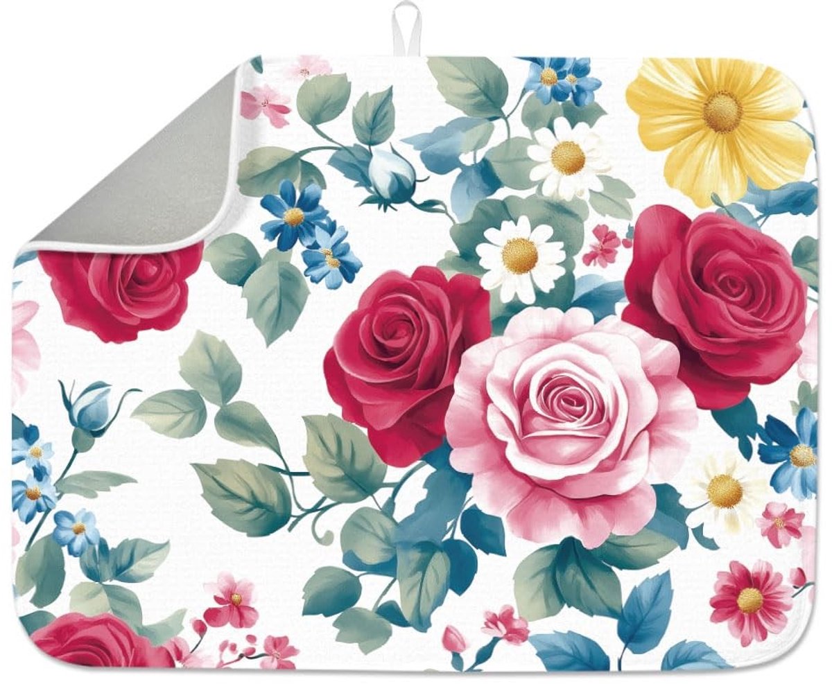 Solidchoice - Absorberende Droogmat met Rozenpatroon 45x51cm