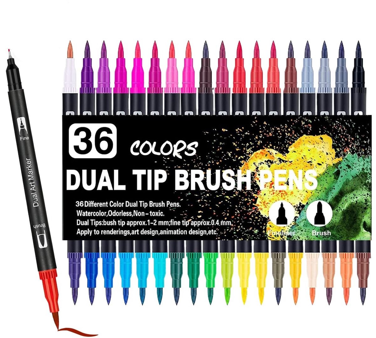 Solidchoice - 36 Kleuren Waterverf Brush Marker Pens
