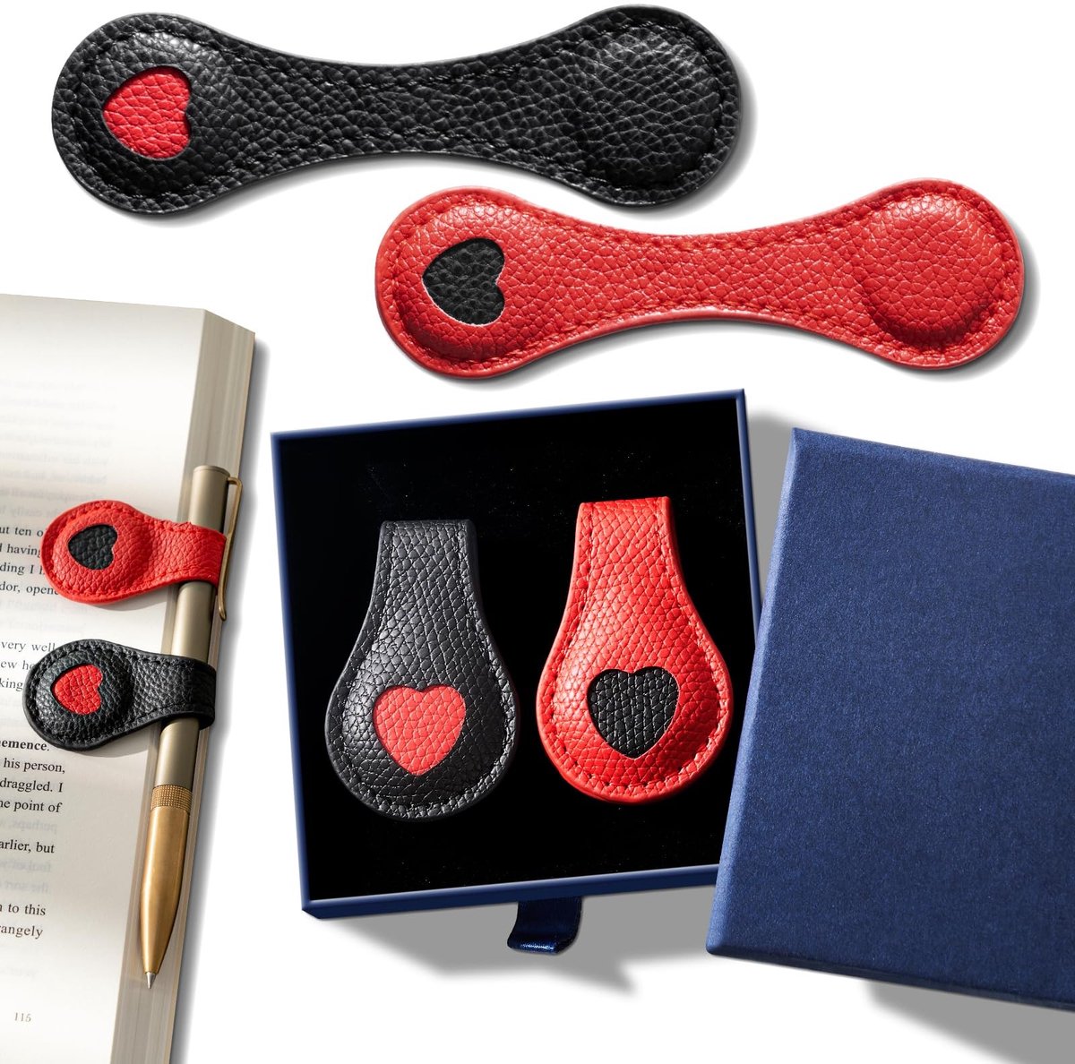 Solidchoice - Magnetische Boekenleggers in Hartvorm met Cadeauverpakking